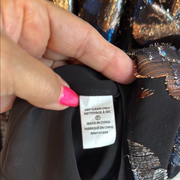 NWOT Gorgeous! Ramy Brook V-neck Wrap Mini Dress Multi Color Metallic on Black - Picture 14 of 14